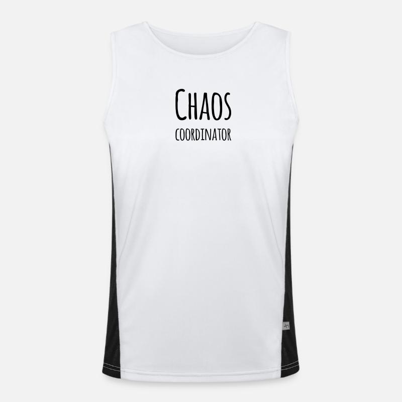Chaos Coordinator – Lustiger Büro Spruch Funktionelles Kontrast-Tank Top für Männer 