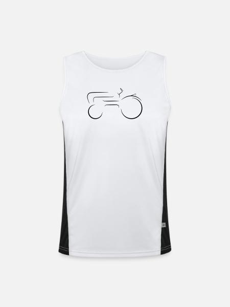 German Tractor Vintage Car Line Drawing - Men's Functional Contrast Tank Top  - white/black - Front