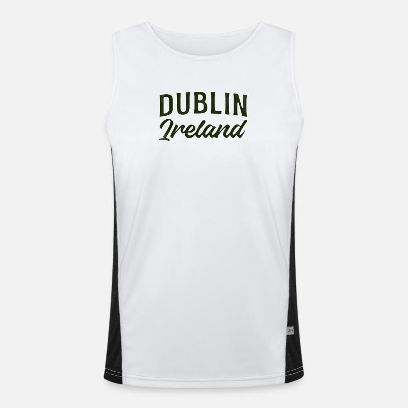 Dublin Irland Script Typografie Funktionelles Kontrast-Tank Top für Männer 