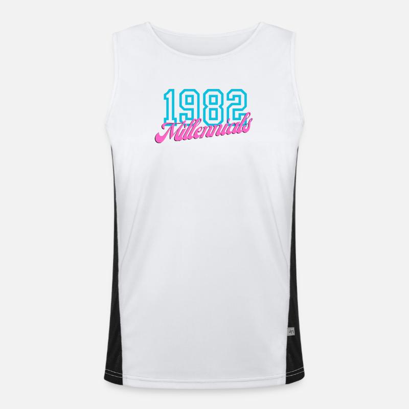 1982 Millennial Retro Numeric Design - Men's Functional Contrast Tank Top  - white/black