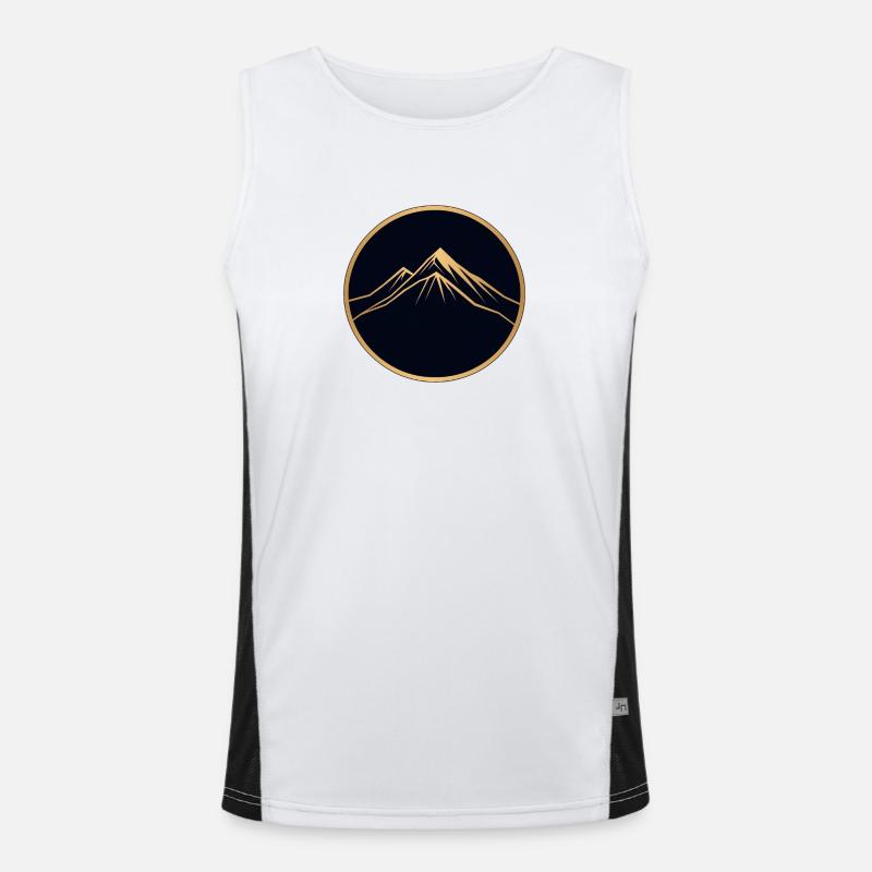 Wanderer, Bergwanderung, rundes Logo Funktionelles Kontrast-Tank Top für Männer 