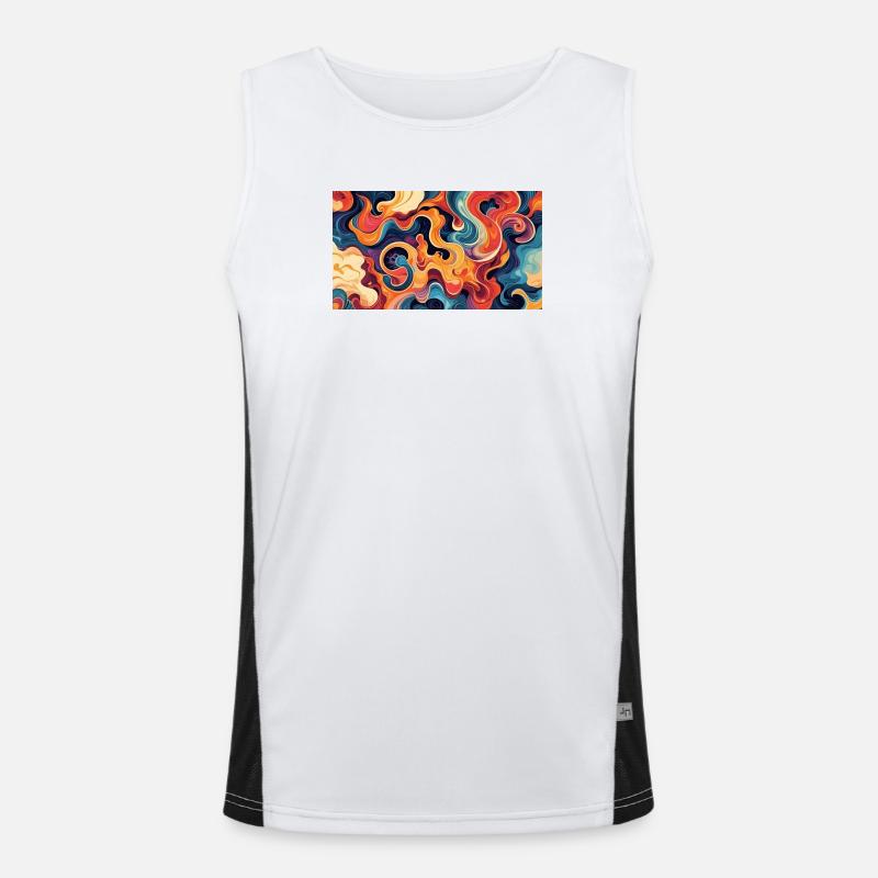 Vibrant Fluid Abstract Artwork Men's Functional Contrast Tank Top 