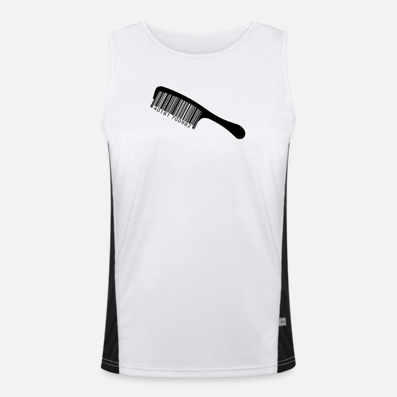 Illustration comb with barcode - Men's Functional Contrast Tank Top  - white/black