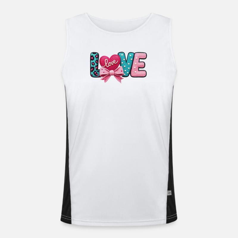 Love Love Herz Schleife Pastell Romantisch Funktionelles Kontrast-Tank Top für Männer 