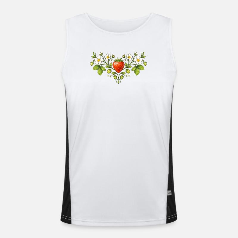 Erdbeer Ornament mit Blüten  Funktionelles Kontrast-Tank Top für Männer 