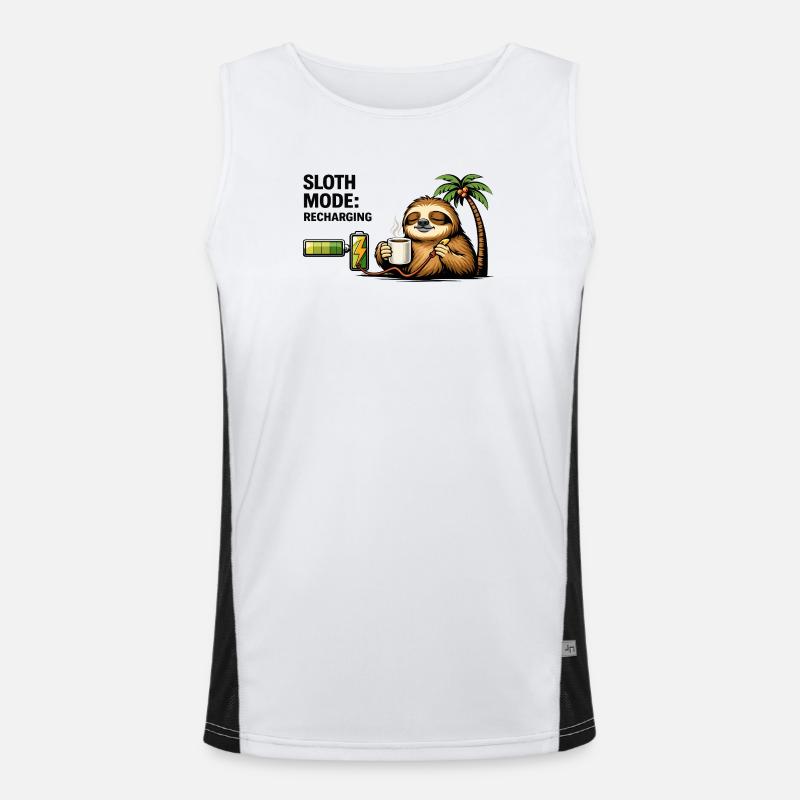 Sloth Mode Recharging Coffee - Men's Functional Contrast Tank Top  - white/black