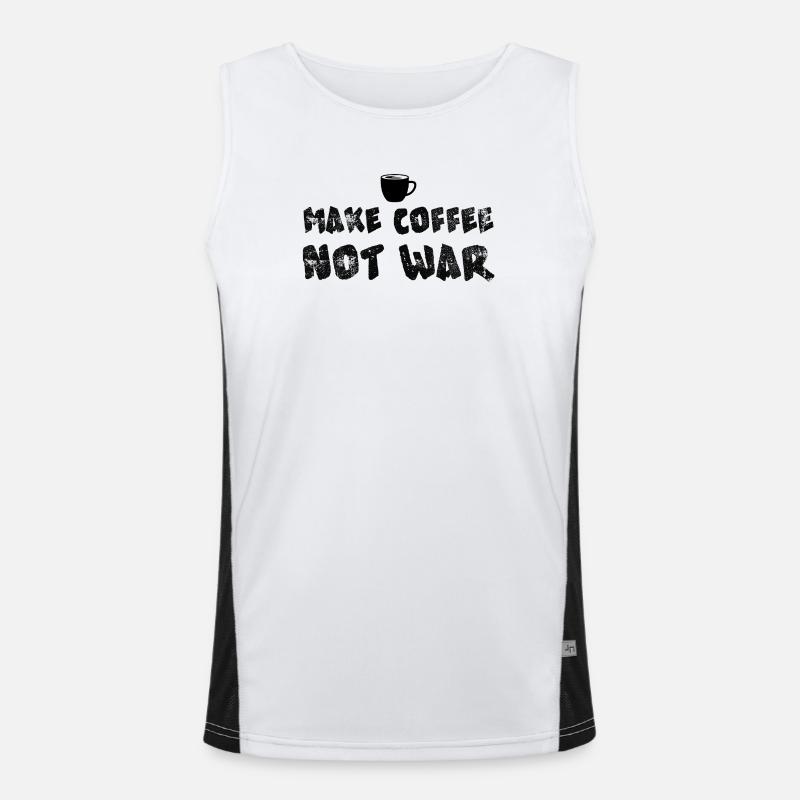 Kaffee nicht Krieg Lustiges Kaffeedesign Funktionelles Kontrast-Tank Top für Männer 