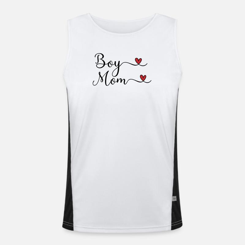 boy mom - Men's Functional Contrast Tank Top - white/black