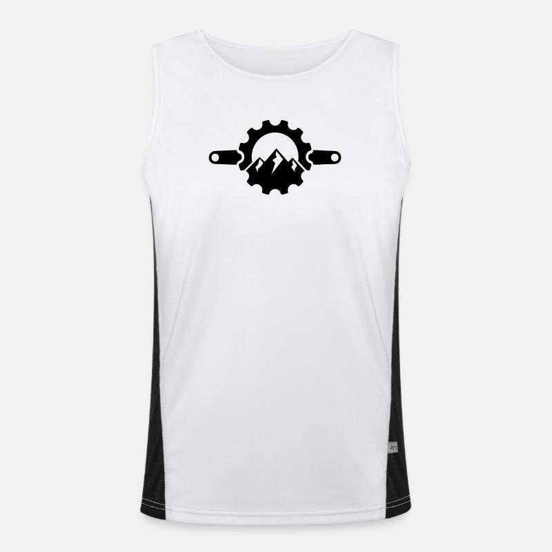 Crank Mountain – MTB Chainring Logo - Men's Functional Contrast Tank Top  - white/black