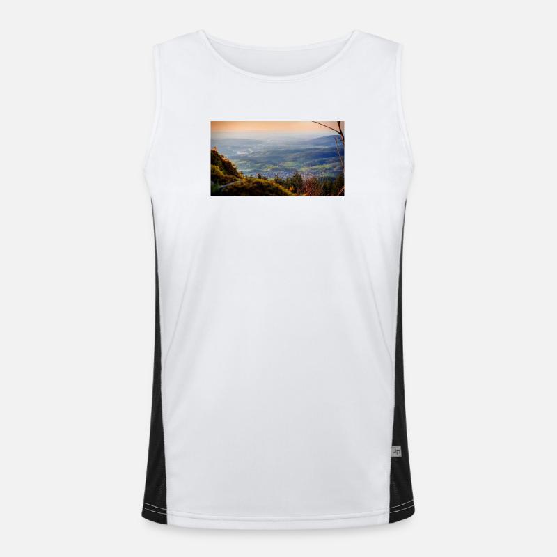 Evening panorama mountain landscape - Men's Functional Contrast Tank Top - white/black