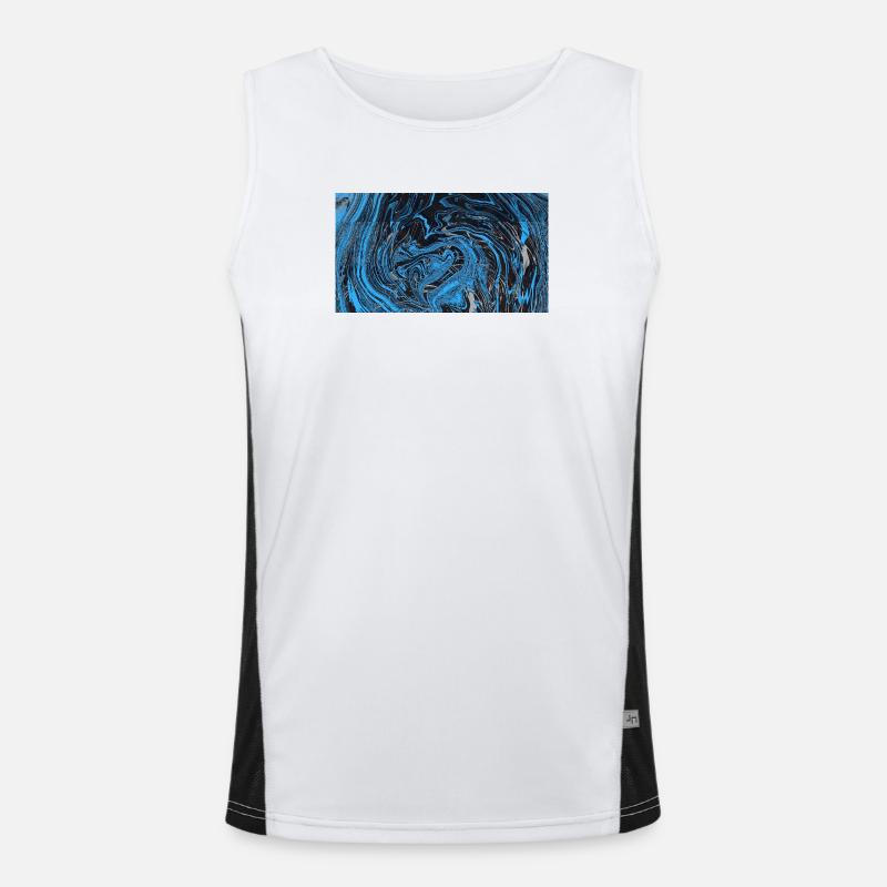 Blue Black Marble River Men's Functional Contrast Tank Top 