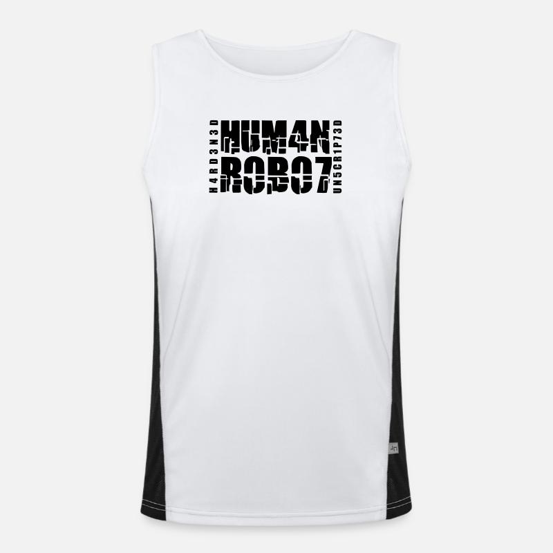 Hardened Human Robot Unscripted - Men's Functional Contrast Tank Top - white/black