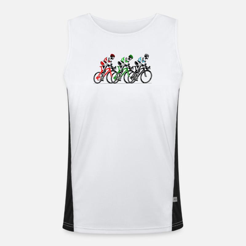 Three cyclists on the move Men's Functional Contrast Tank Top 
