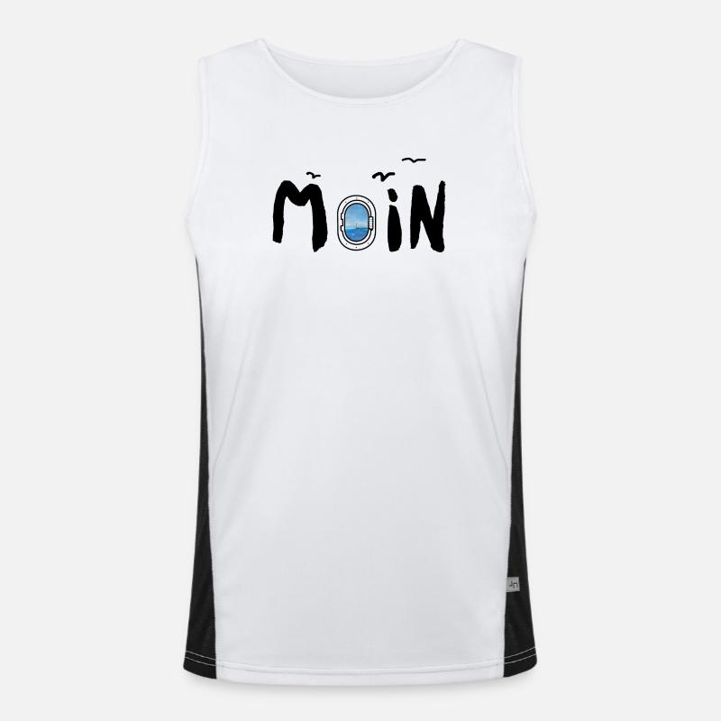 Moin Meer Leuchtturm Möwe See Nordisch Maritim Funktionelles Kontrast-Tank Top für Männer 