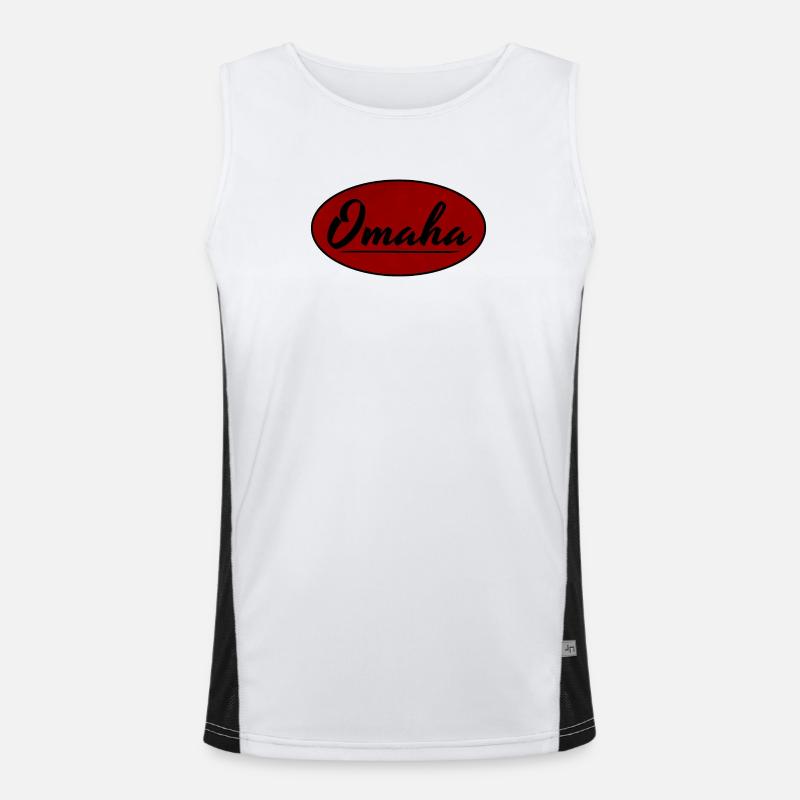 Omaha Vintage Script Logo Funktionelles Kontrast-Tank Top für Männer 