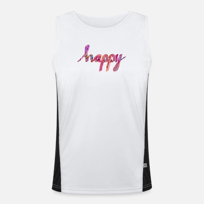happy - Men's Functional Contrast Tank Top  - white/black