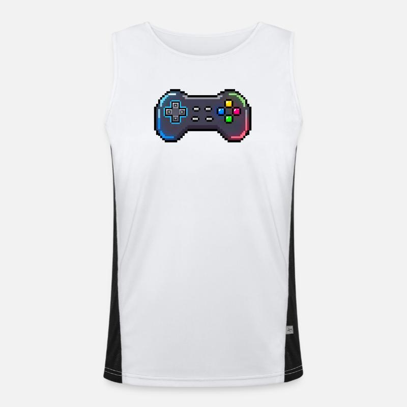 Retro Gamepad Neon Pixel Style Men's Functional Contrast Tank Top 
