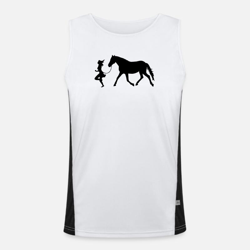 Frau mit Pferd Funktionelles Kontrast-Tank Top für Männer 