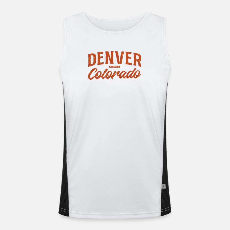 Logo rétro Script de Denver, Colorado Débardeur respirant contrasté Homme 