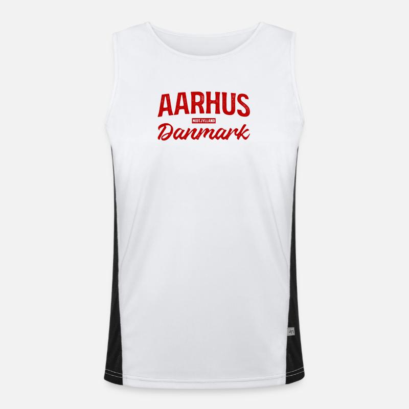 Aarhus Danmark Lettering Retro Men's Functional Contrast Tank Top 