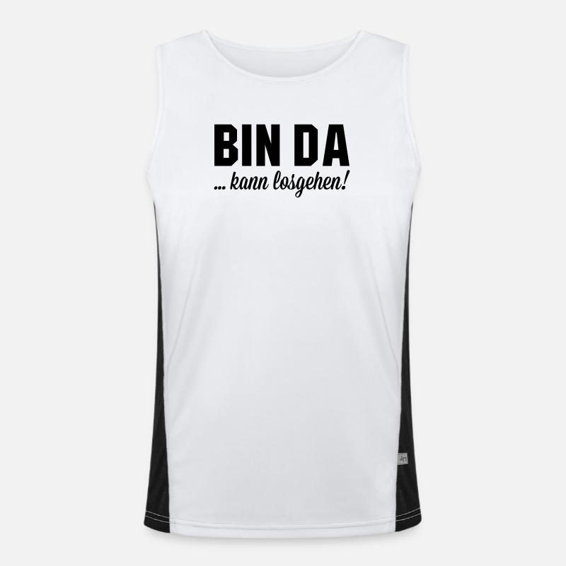 Bin da kann losgehen Funktionelles Kontrast-Tank Top für Männer 