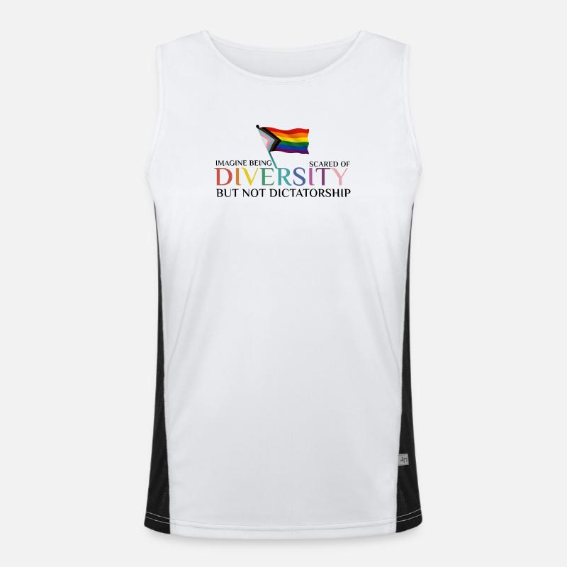 Bunte Pride Flag Vielfalt Motiv Funktionelles Kontrast-Tank Top für Männer 