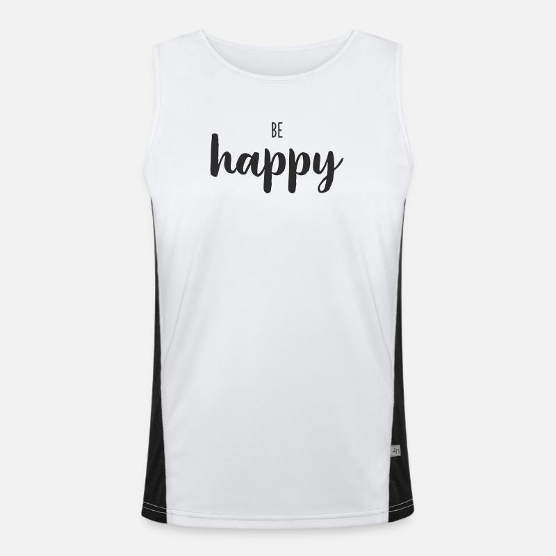 Be Happy Lettering Trend Men's Functional Contrast Tank Top 