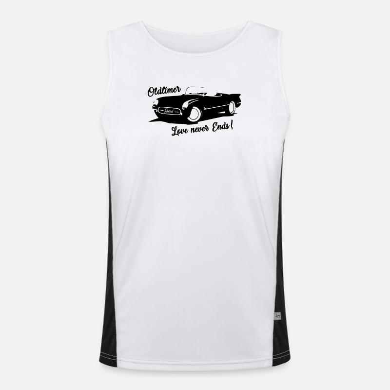 Oldtimer - Love never ends - Auto mit Schrift Funktionelles Kontrast-Tank Top für Männer 
