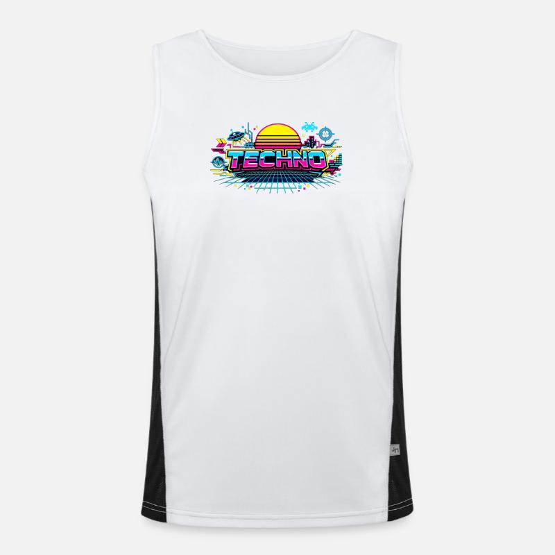 Neon Techno Horizont Funktionelles Kontrast-Tank Top für Männer 
