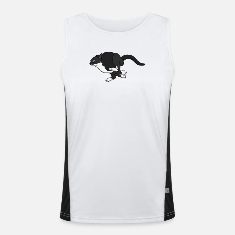 Midnight Leap Noir Kat - Funktionel kontrast tanktop til herrer  - hvid/sort