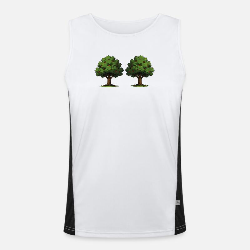 Double tree with red apples - Men's Functional Contrast Tank Top - white/black