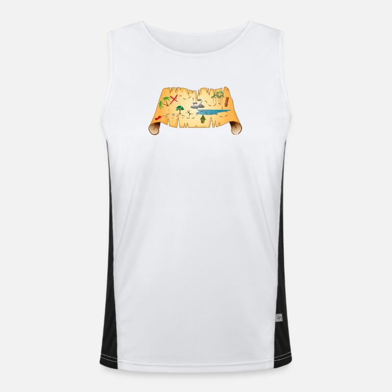 old treasure map on antique parchment Men's Functional Contrast Tank Top 