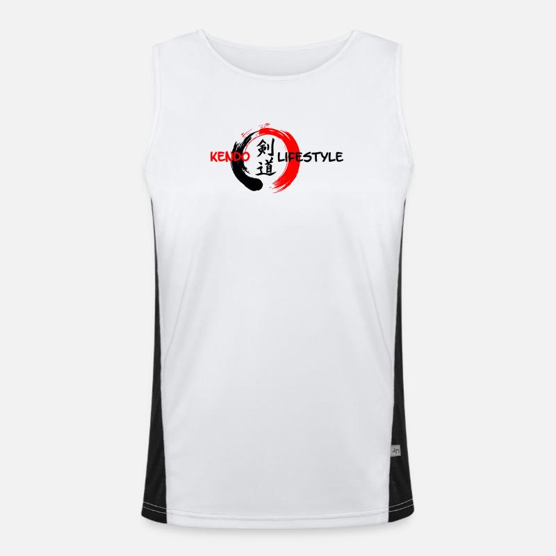 Kendo Japanese script in enso zen circle Men's Functional Contrast Tank Top 