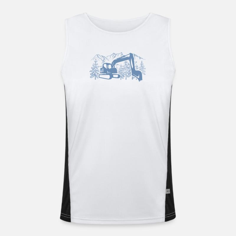 Excavator Silhouette Construction Equipment Operator Work Men's Functional Contrast Tank Top 