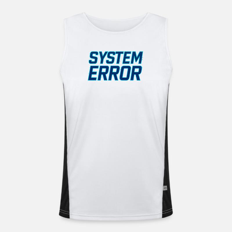 System Error Glitch Design - Men's Functional Contrast Tank Top  - white/black