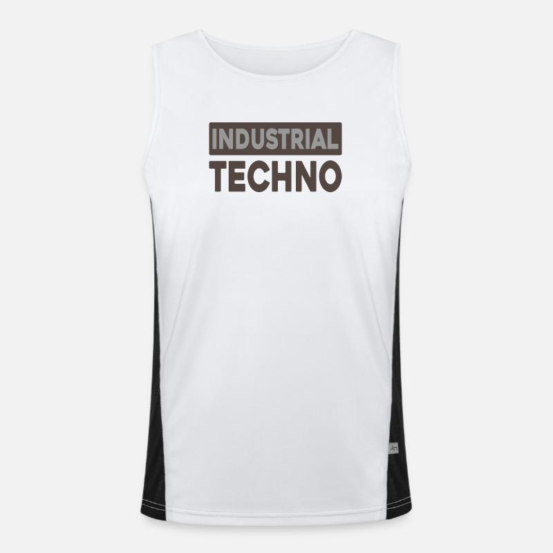 Industrielle Techno-Typografie Funktionelles Kontrast-Tank Top für Männer 