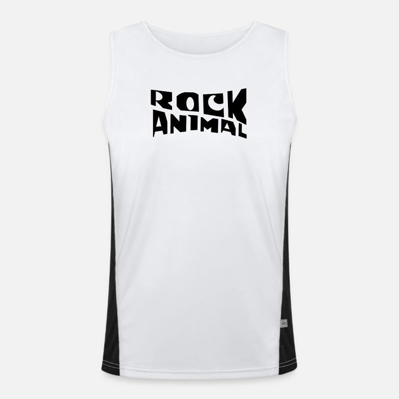 Logo-Design der Steintiertypografie Funktionelles Kontrast-Tank Top für Männer 