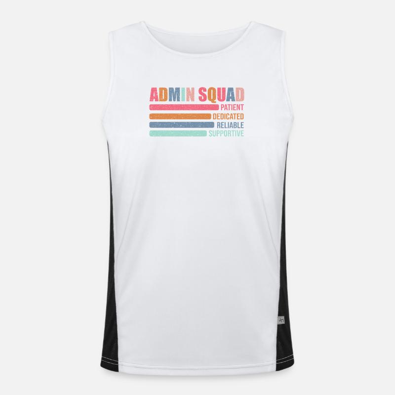 Admin Squad: Farbig Retro Büroteam Geschenk - Funktionelles Kontrast-Tank Top für Männer  - Weiß/Schwarz