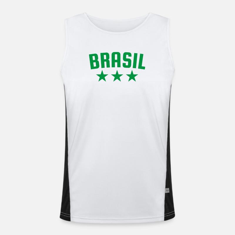 Brazil 3 Star Design Green Men's Functional Contrast Tank Top 