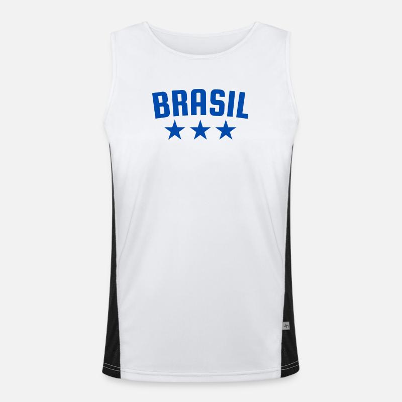 Brésil 3 étoiles Design Blue Débardeur respirant contrasté Homme 