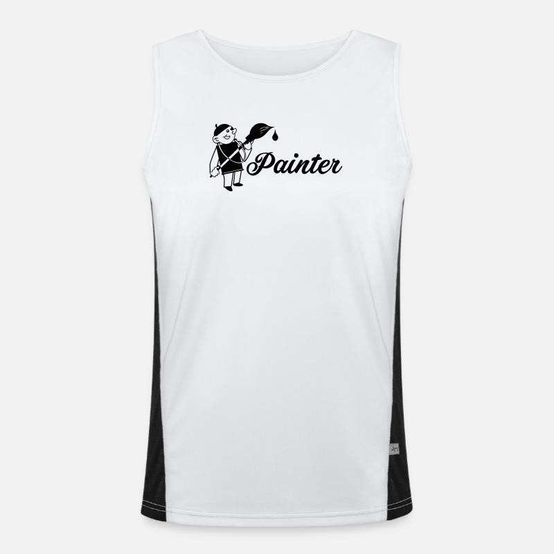 Painter with brush text painter - Men's Functional Contrast Tank Top  - white/black