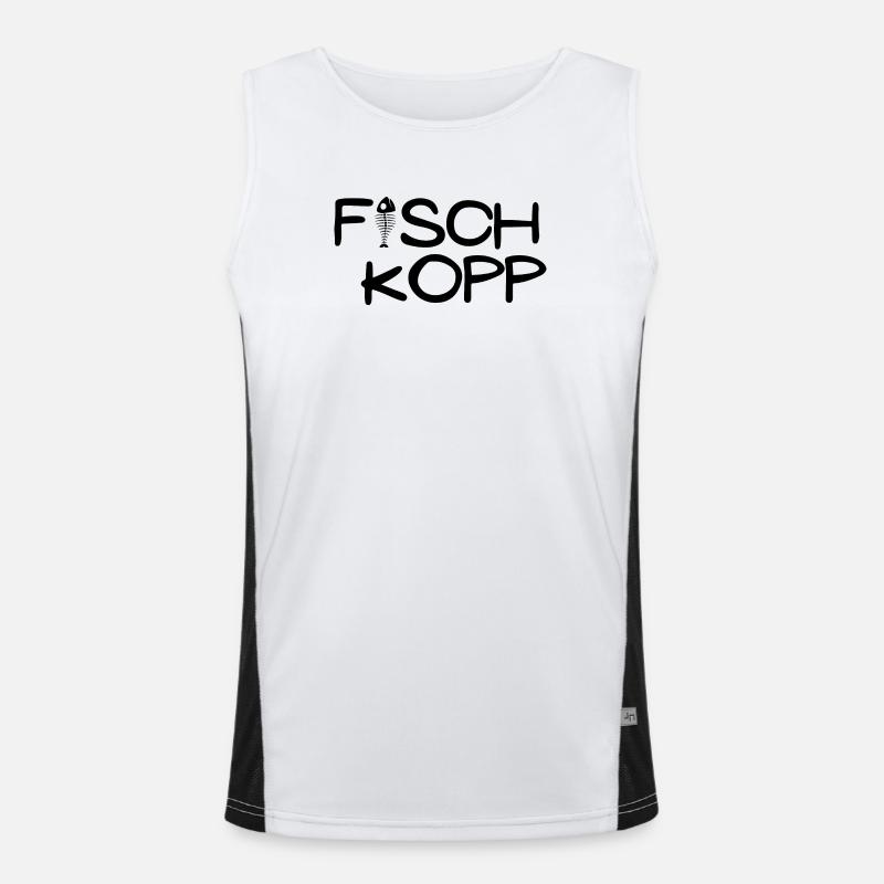 Fischkopp Motiv Angler Funktionelles Kontrast-Tank Top für Männer