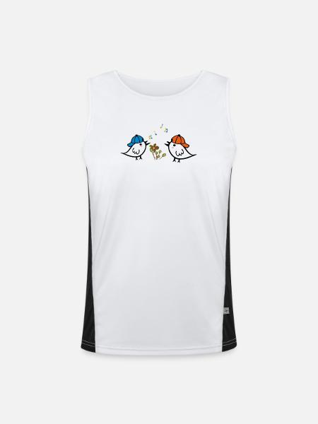 Spring, Sparrows - Men's Functional Contrast Tank Top - white/black