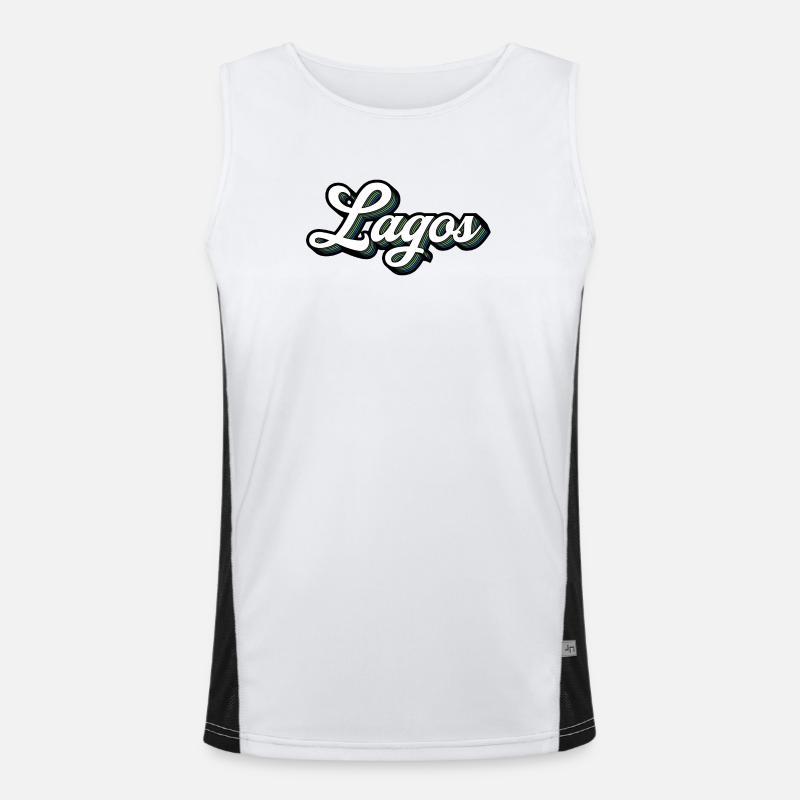 Lagos font with color stripes Men's Functional Contrast Tank Top 