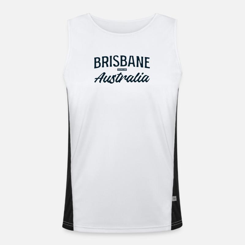 Brisbane Australia Script - Men's Functional Contrast Tank Top  - white/black