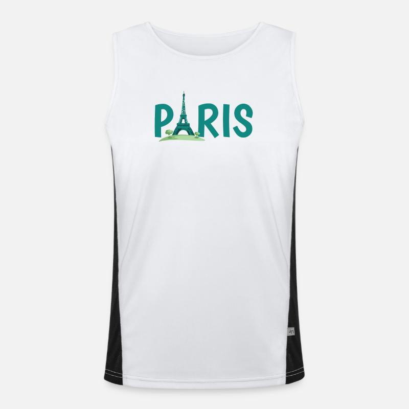 Skyline von Paris mit Eiffelturm Illustration Funktionelles Kontrast-Tank Top für Männer 
