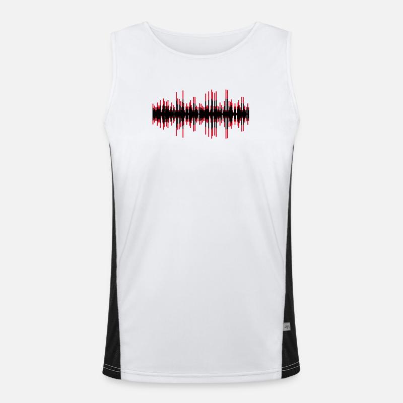 Red Pulse Waves Audio Track - Men's Functional Contrast Tank Top  - white/black
