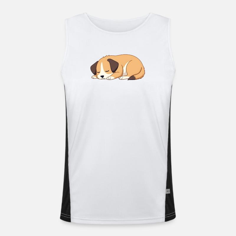 sleeping dog - Men's Functional Contrast Tank Top - white/black