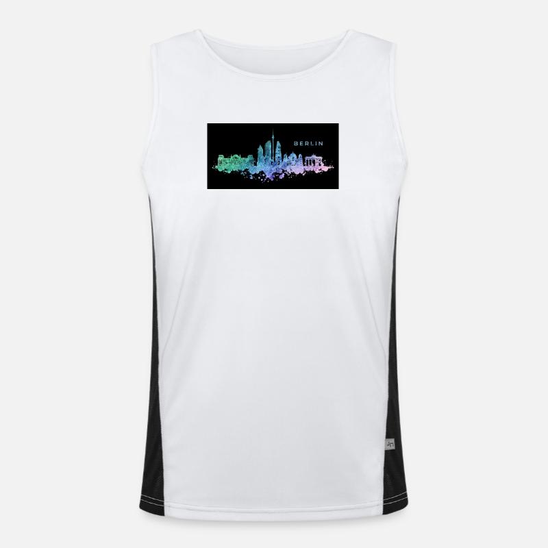 Berlin Skyline Funktionelles Kontrast-Tank Top für Männer 