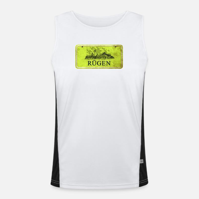 Rügen Vintage Schild Funktionelles Kontrast-Tank Top für Männer 